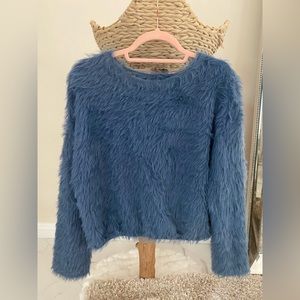 Blue furry cropped sweater